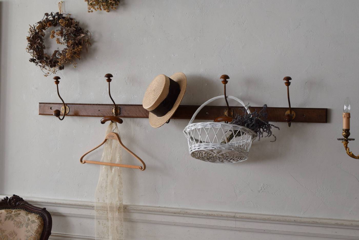 フランスアンティークパーツ アンティーク5連フック.3 ウォール