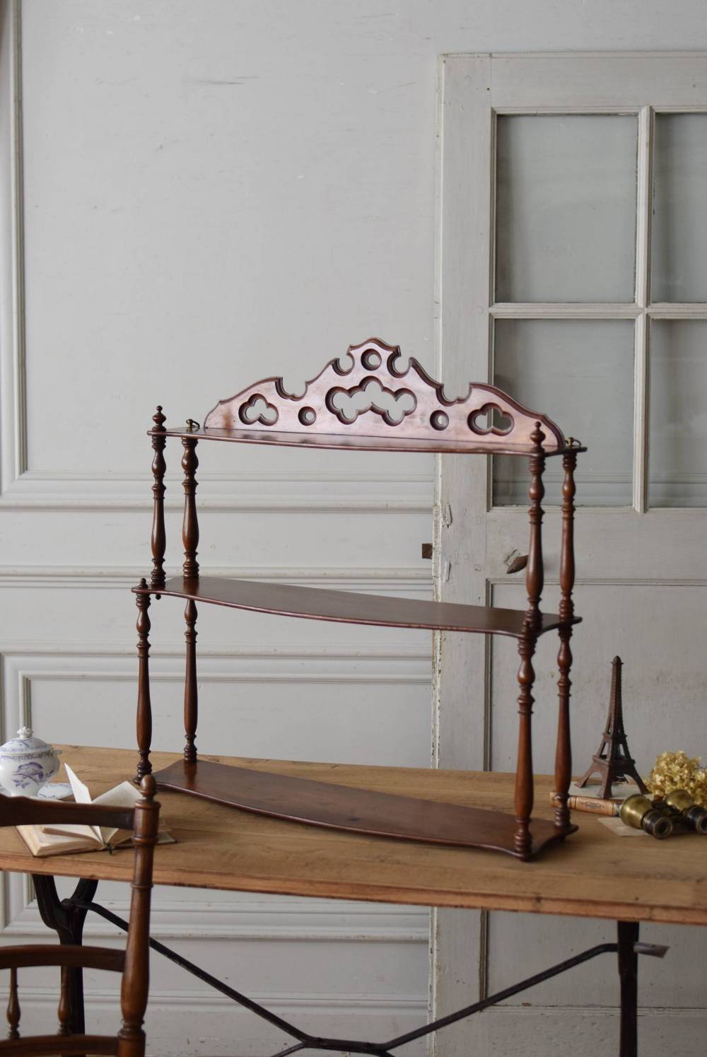 3段ウォールシェルフ.23 フランス ナポレオン3世 アンティーク 飾り棚