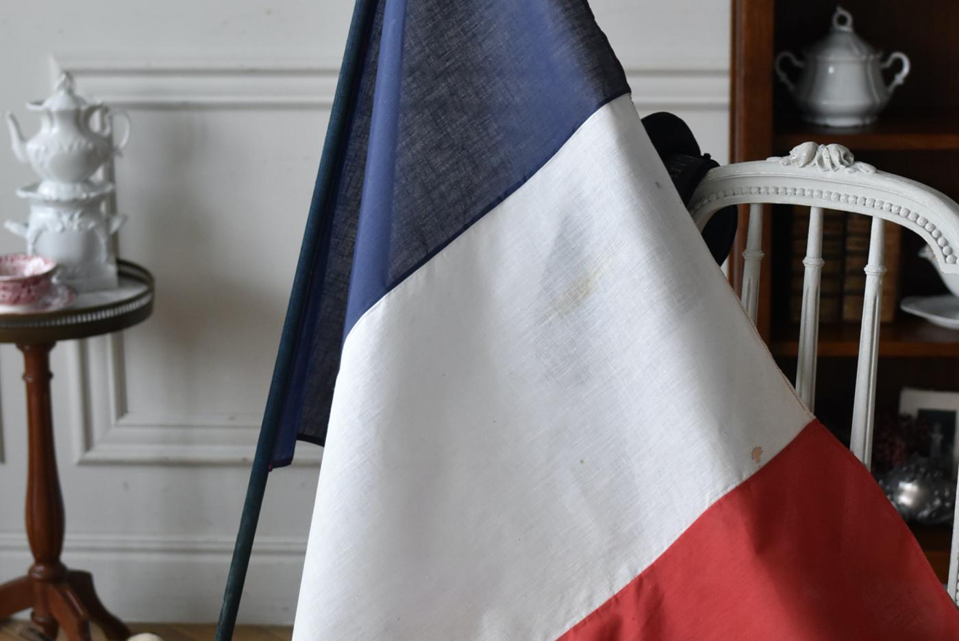 アンティークフラッグ.12 旗 フランス国旗 アンティークディスプレイ