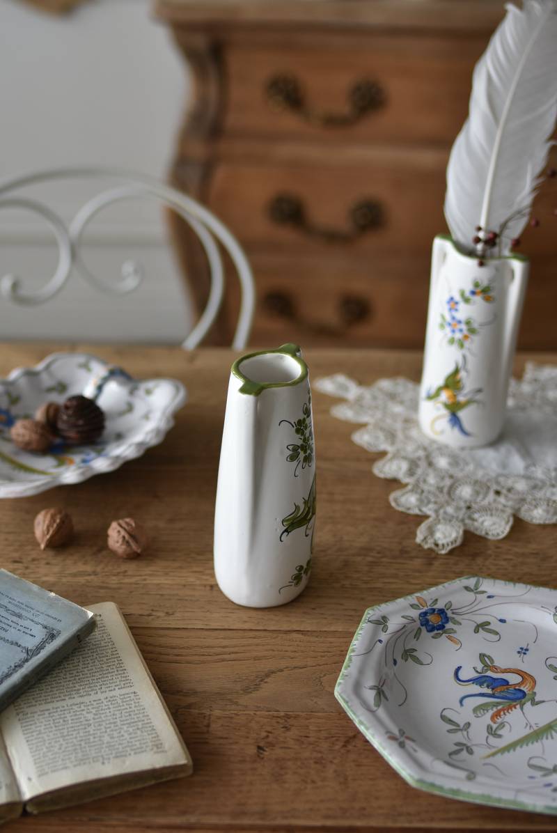フラワーベースB.Moustiers フランス アンティーク 花器 花瓶 Moustiers