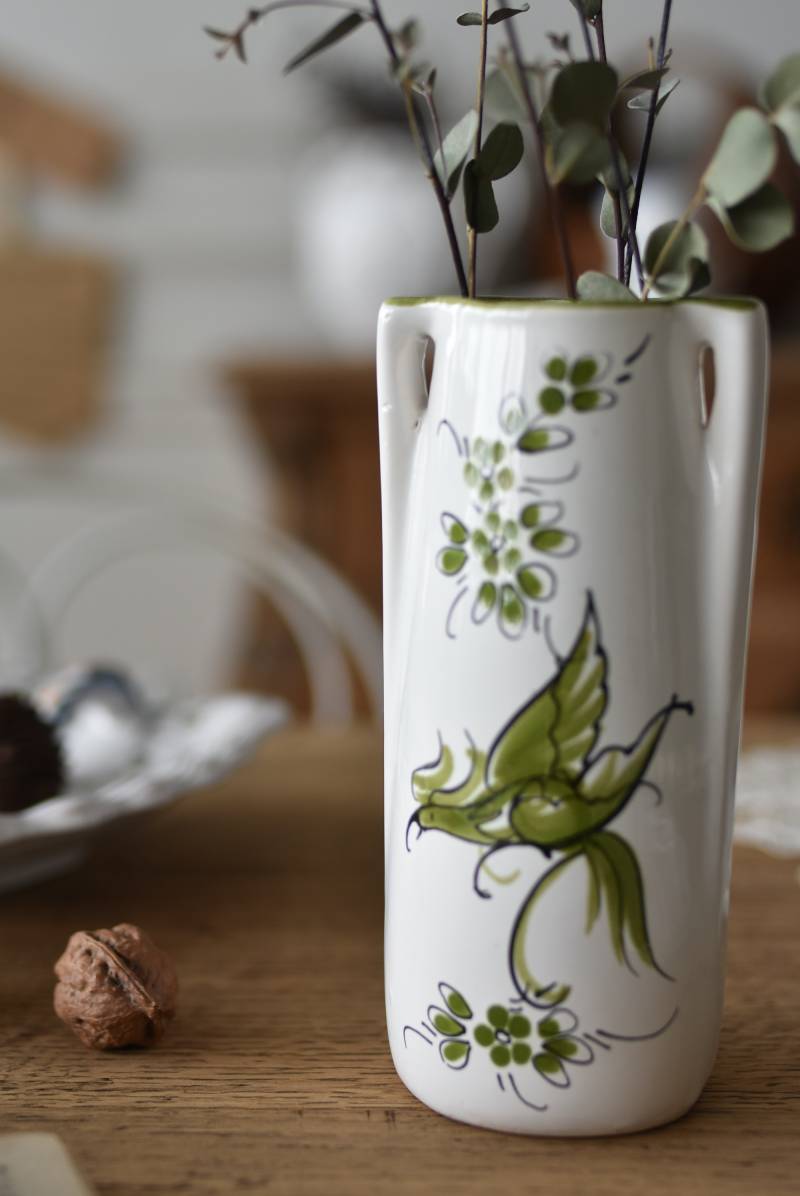 フラワーベースB.Moustiers フランス アンティーク 花器 花瓶 Moustiers