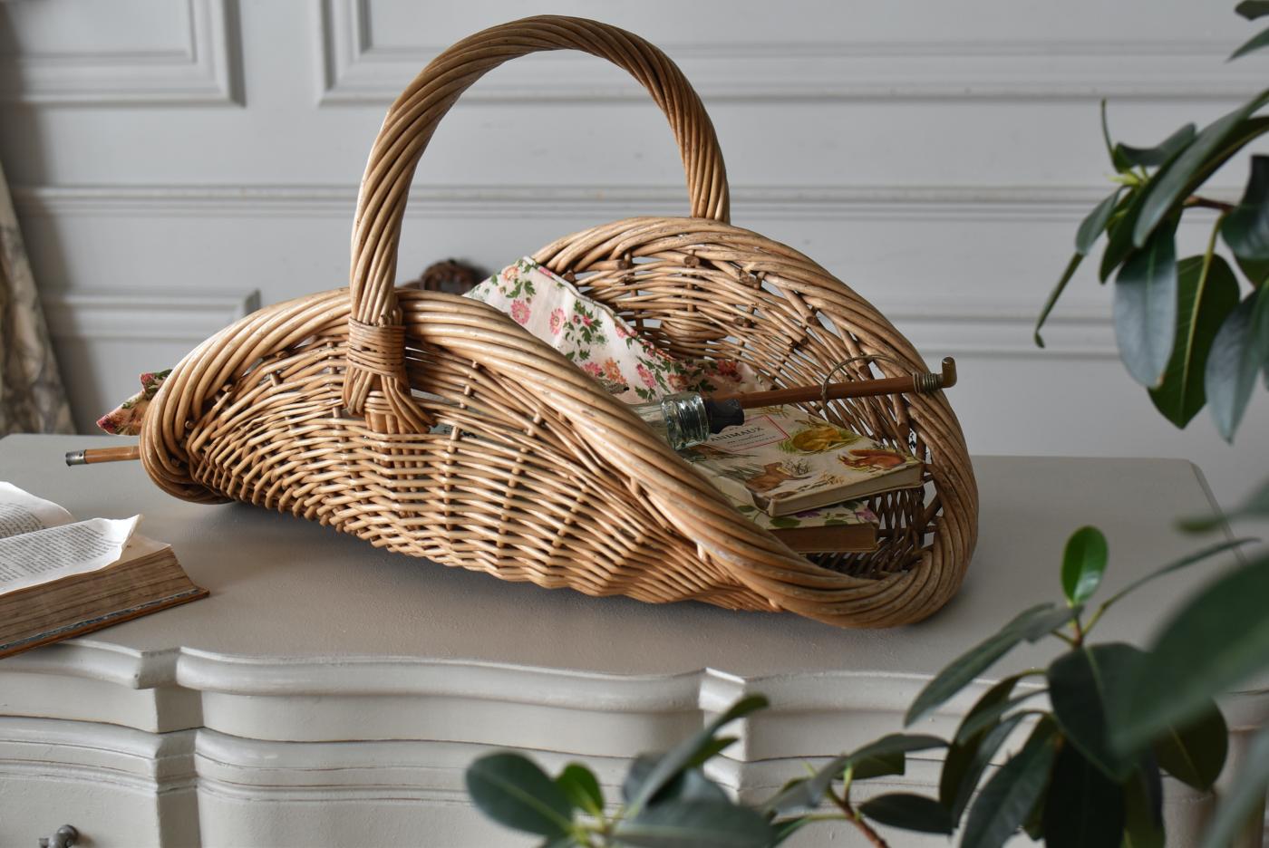 フラワーバスケット.6 籠 籐 フランスアンティーク家具 収納ボックス