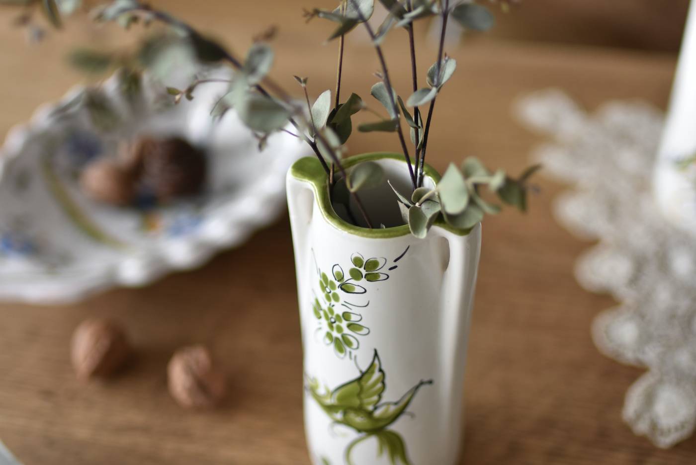 フラワーベースB.Moustiers フランス アンティーク 花器 花瓶 Moustiers