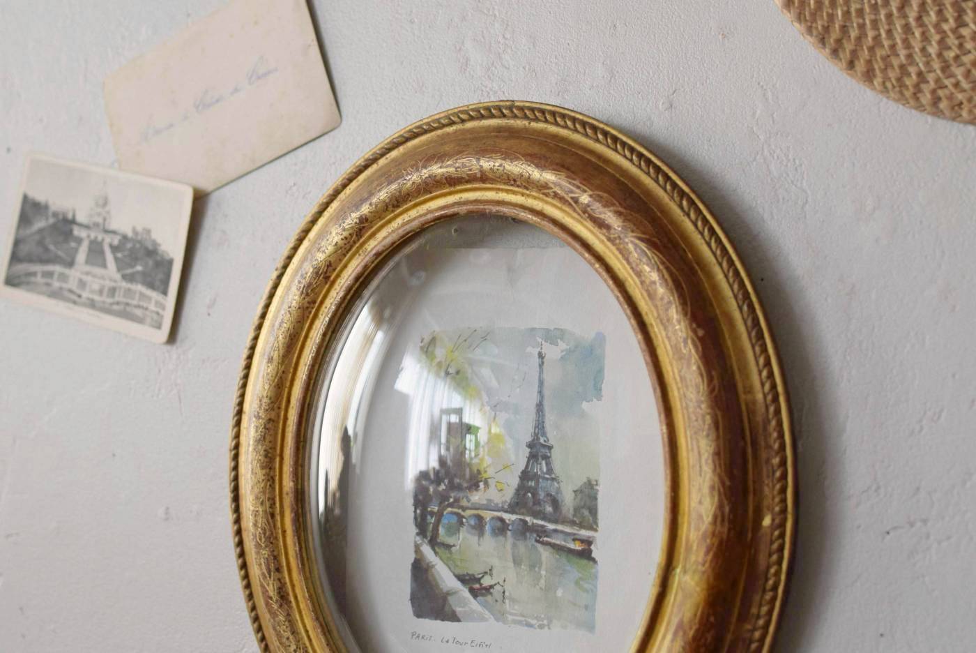 ガラスドームフレーム.Gold フランスアンティーク雑貨 オーバル