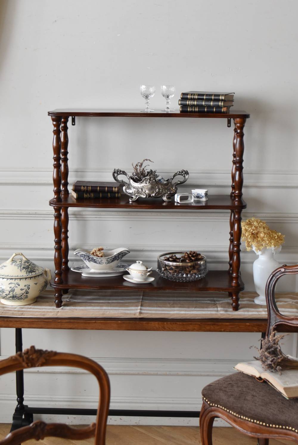 フレンチ3段シェルフ フランスアンティーク家具 飾り棚 オープン