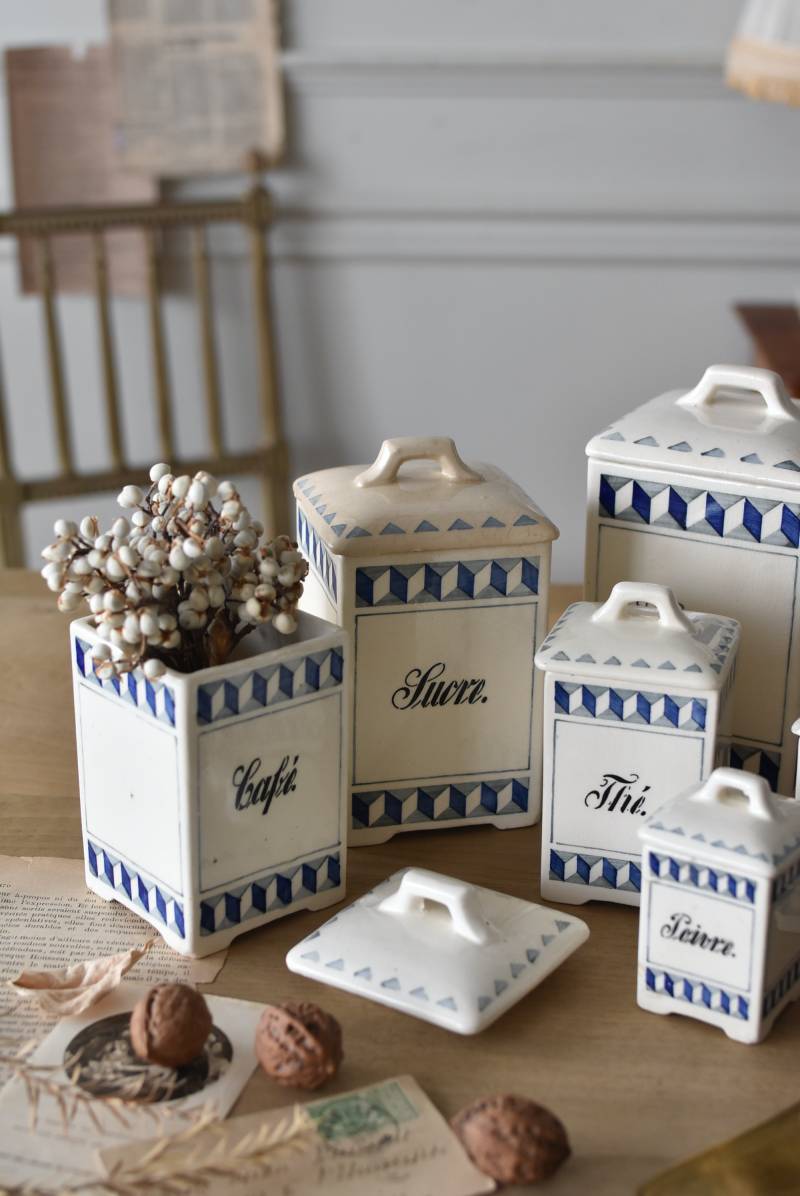 キャニスター6点セット.2 フランスヴィンテージ雑貨 テーブルウェア