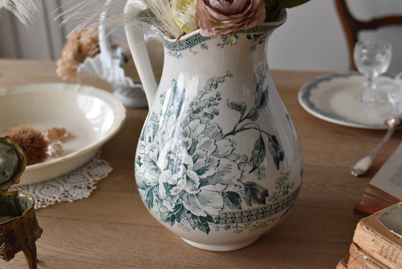 アンティークピシェ.GIEN フランスアンティーク雑貨 テールドフェール 陶器