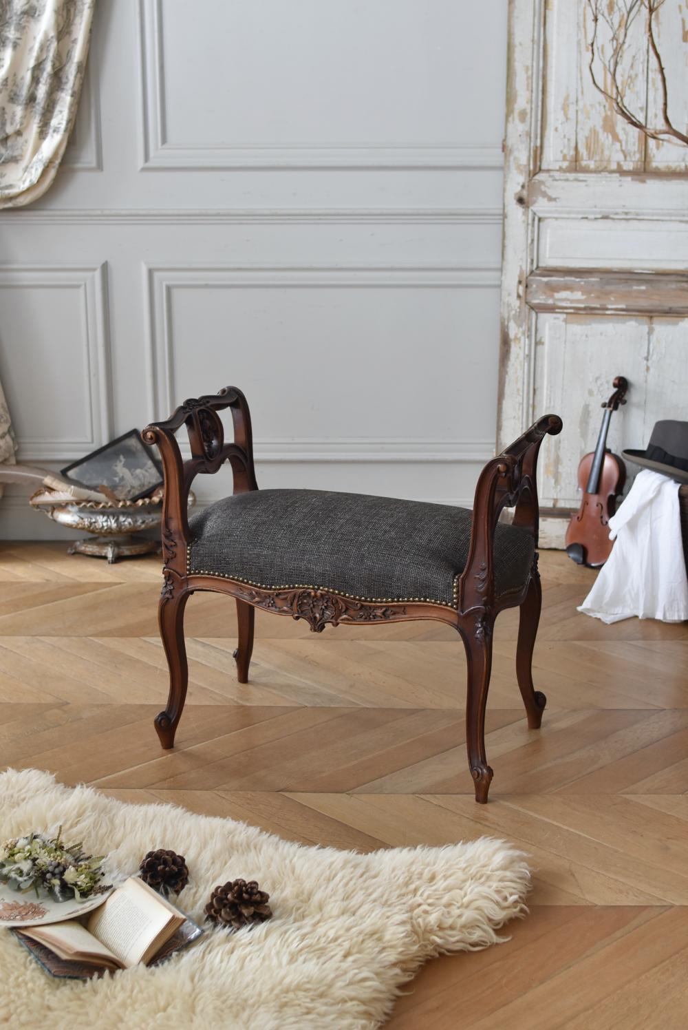 フランスアンティーク家具 ファブリックスツール.32 アンティークスツール