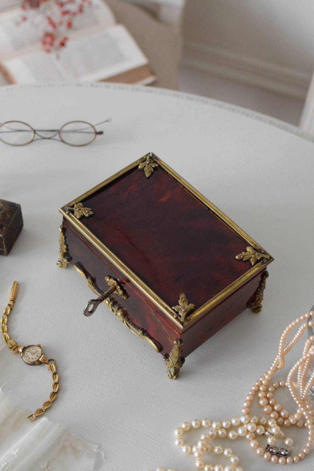 鍵付きジュエリーボックス フランスアンティーク 雑貨 アクセサリー入れ