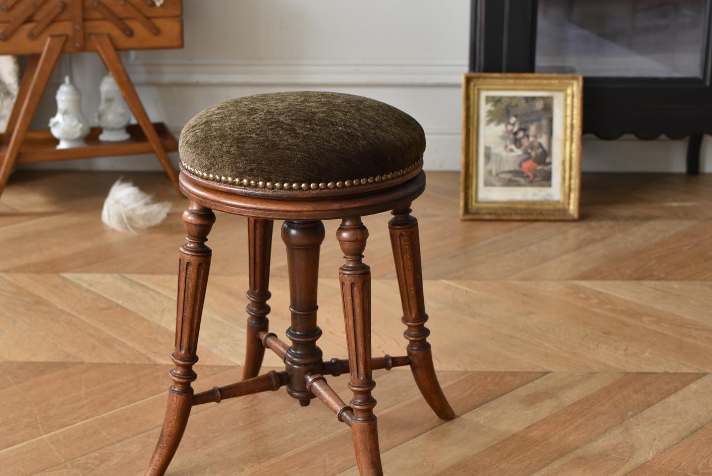 フランスアンティーク家具 ピアノスツール.45 アンティークスツール