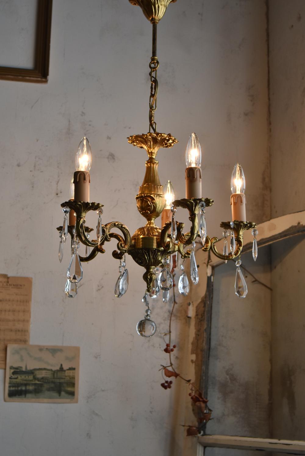 5灯シャンデリア.17 フランスアンティーク照明 フレンチランプ インテリア