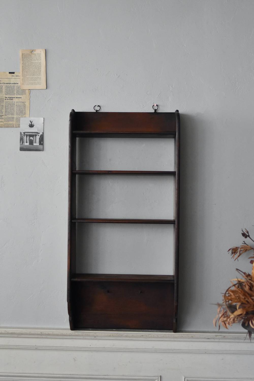 フランスアンティーク家具 フック付き4段ウォールシェルフ 飾り棚