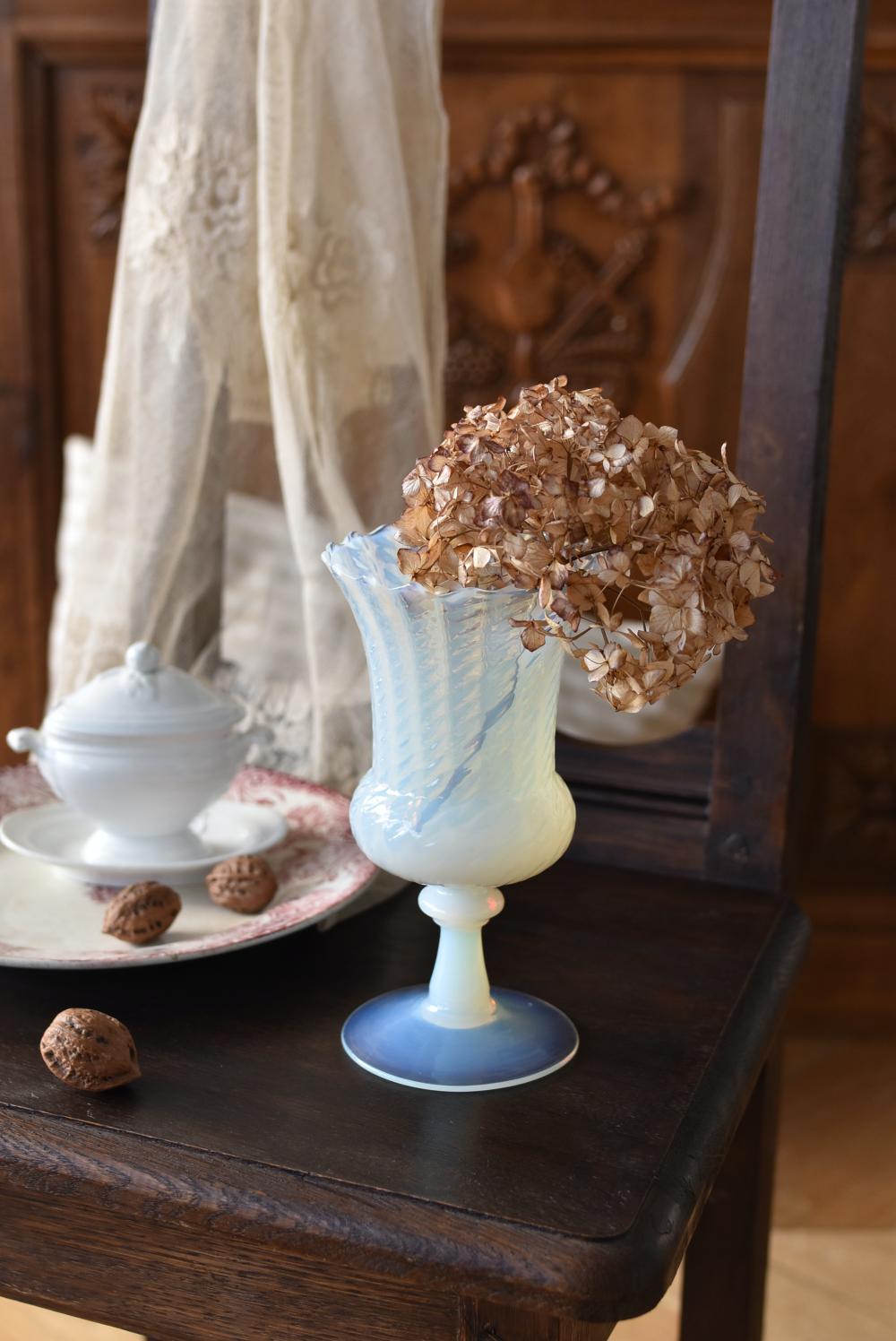 フラワーベース.オパールセント3 フランス雑貨 ガラス 花器 ミディ