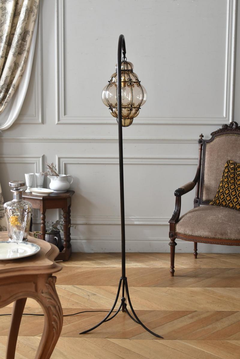 フランスアンティーク照明 フロアランプ.ムラーノガラス アンティーク