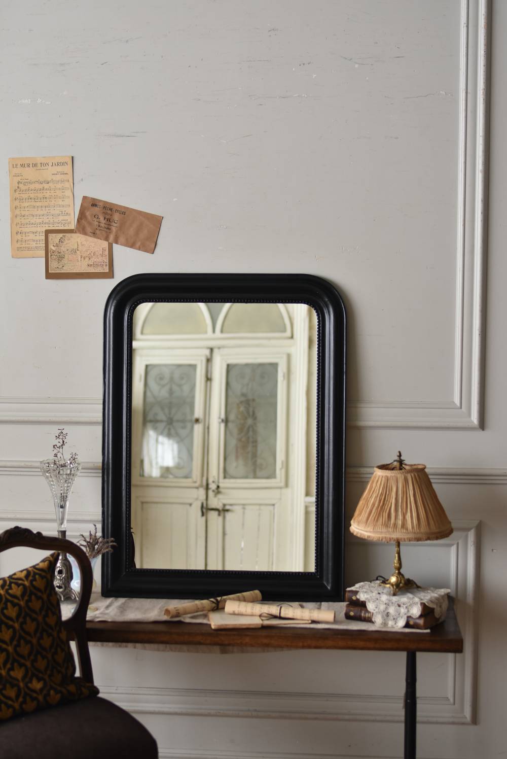 フレンチミラー.Black10 フランスアンティーク小物 アンティークミラー 鏡