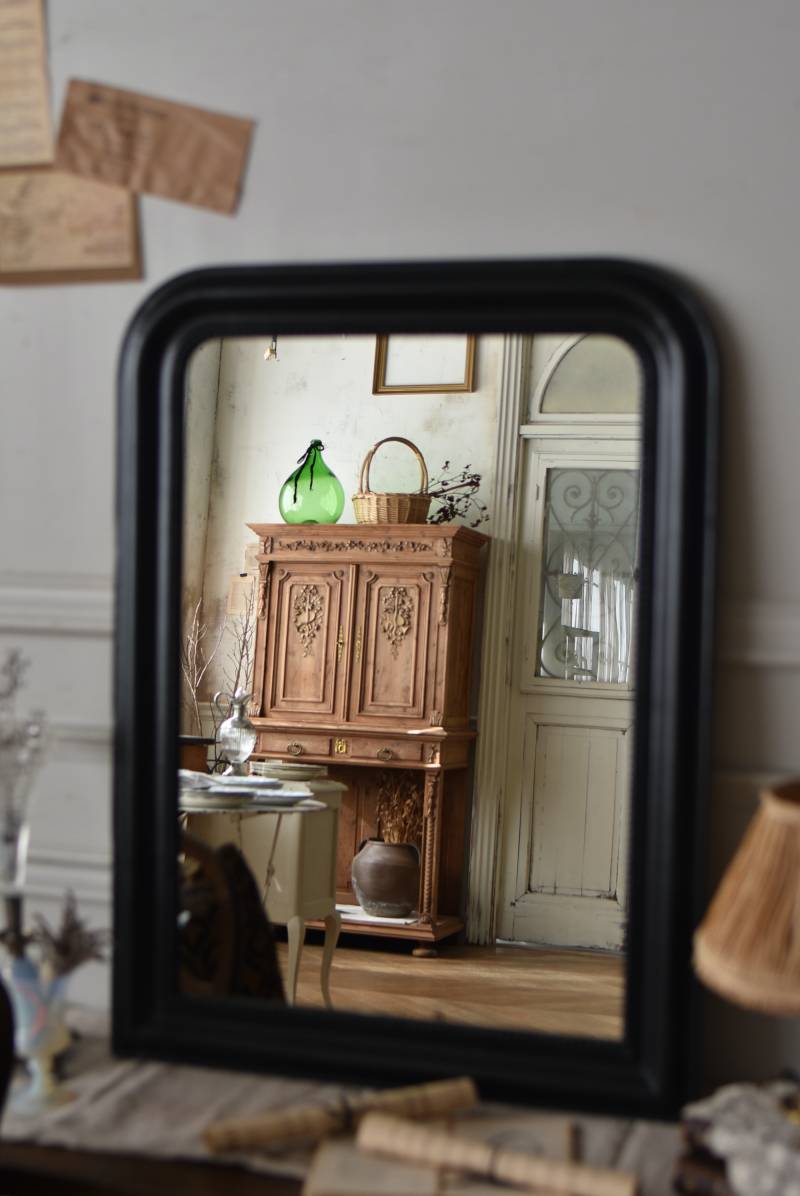 フレンチミラー.Black10 フランスアンティーク小物 アンティークミラー 鏡