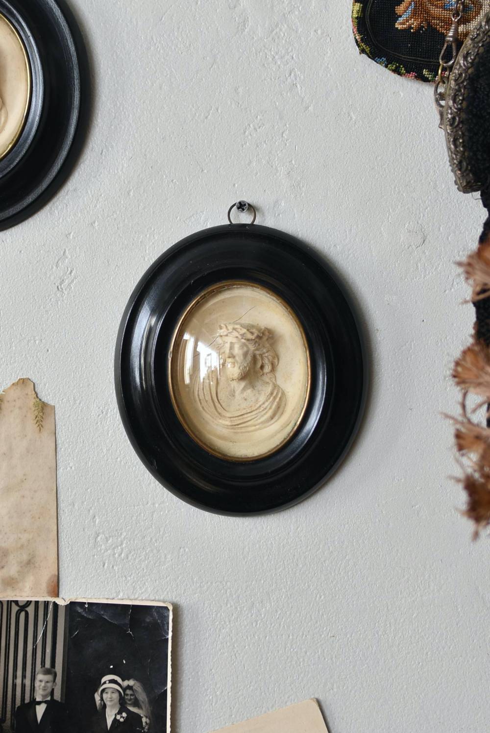 ガラスドームフレーム.S7 フランスアンティーク雑貨 オーバルフレーム