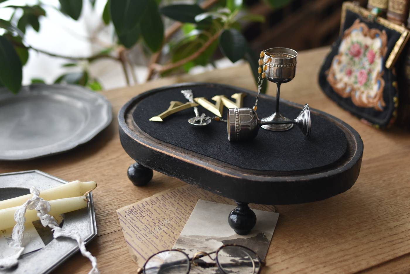 ディスプレイスタンド.オーバル2 フランスアンティーク雑貨