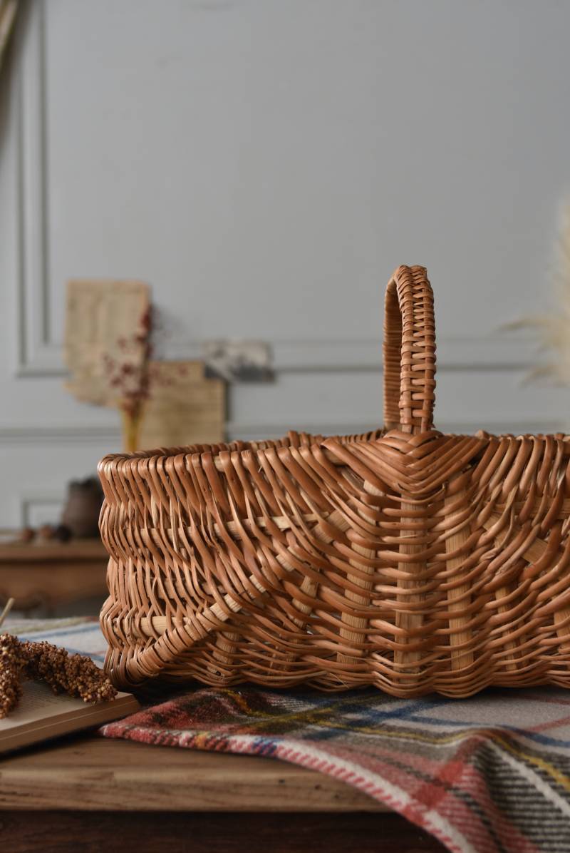 フランスバスケット ヴィンテージ 籐籠 ナチュラル