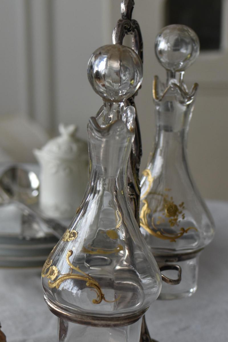 オイル&ビネガーボトルセット ガラスボトル シルバープレート オイルボトル