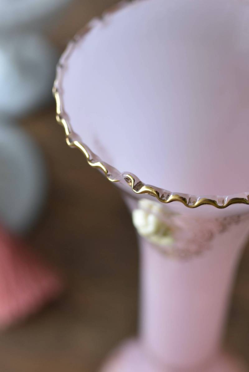 オパリンガラスフラワーベース.P12 フランスヴィンテージ雑貨 花器