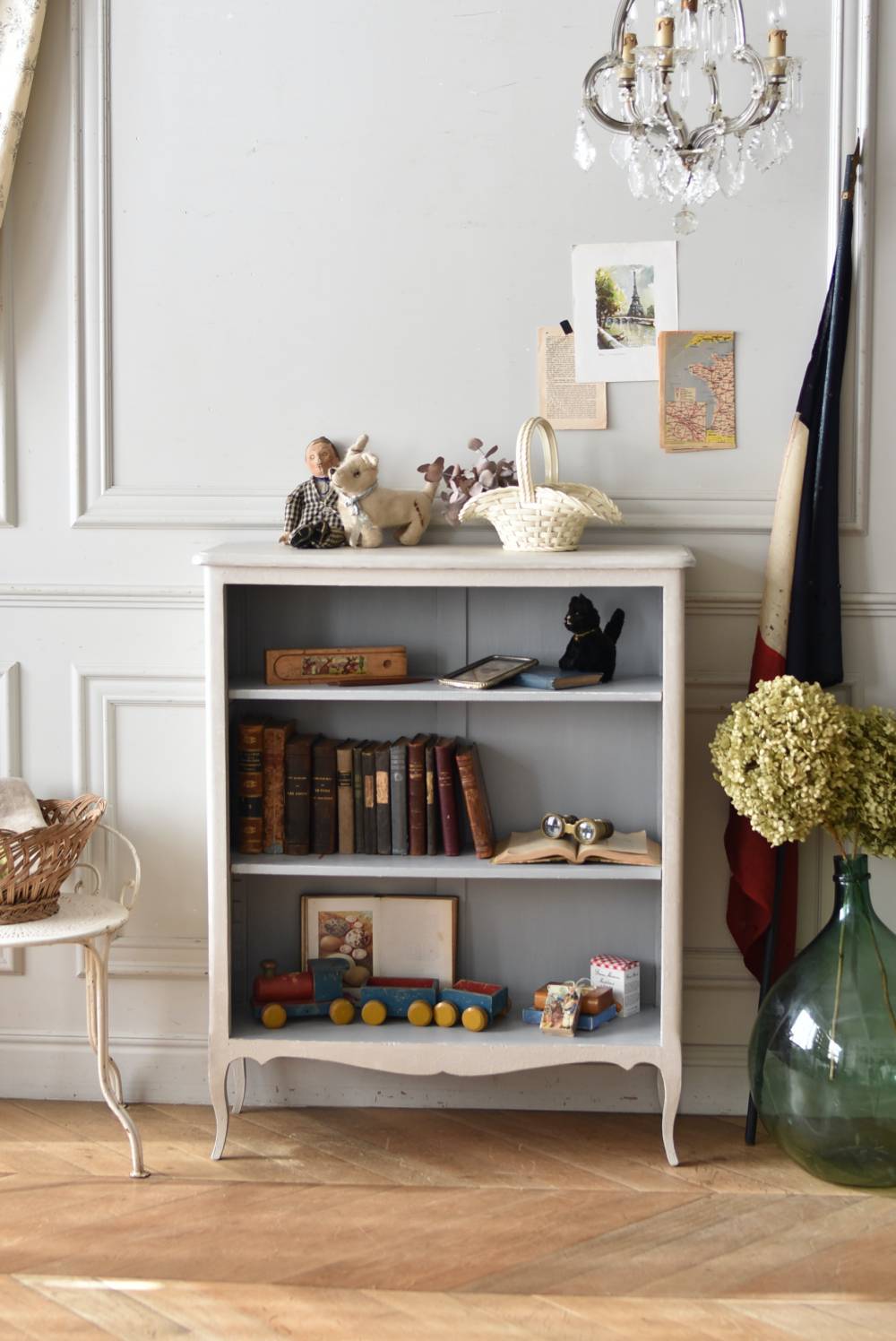 フランスヴィンテージ家具 ペイントブックシェルフ フレンチインテリア