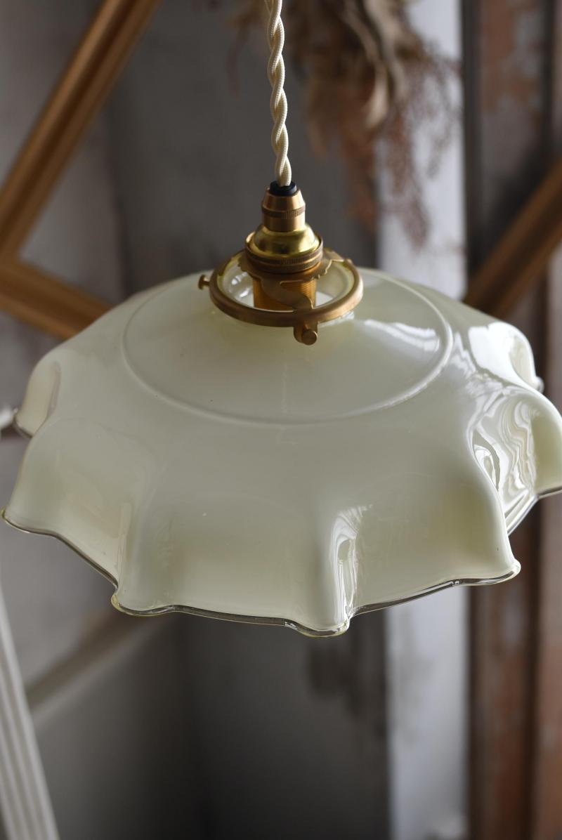 フランスヴィンテージ照明 ガラスシェードランプ.17 ペンダントランプ