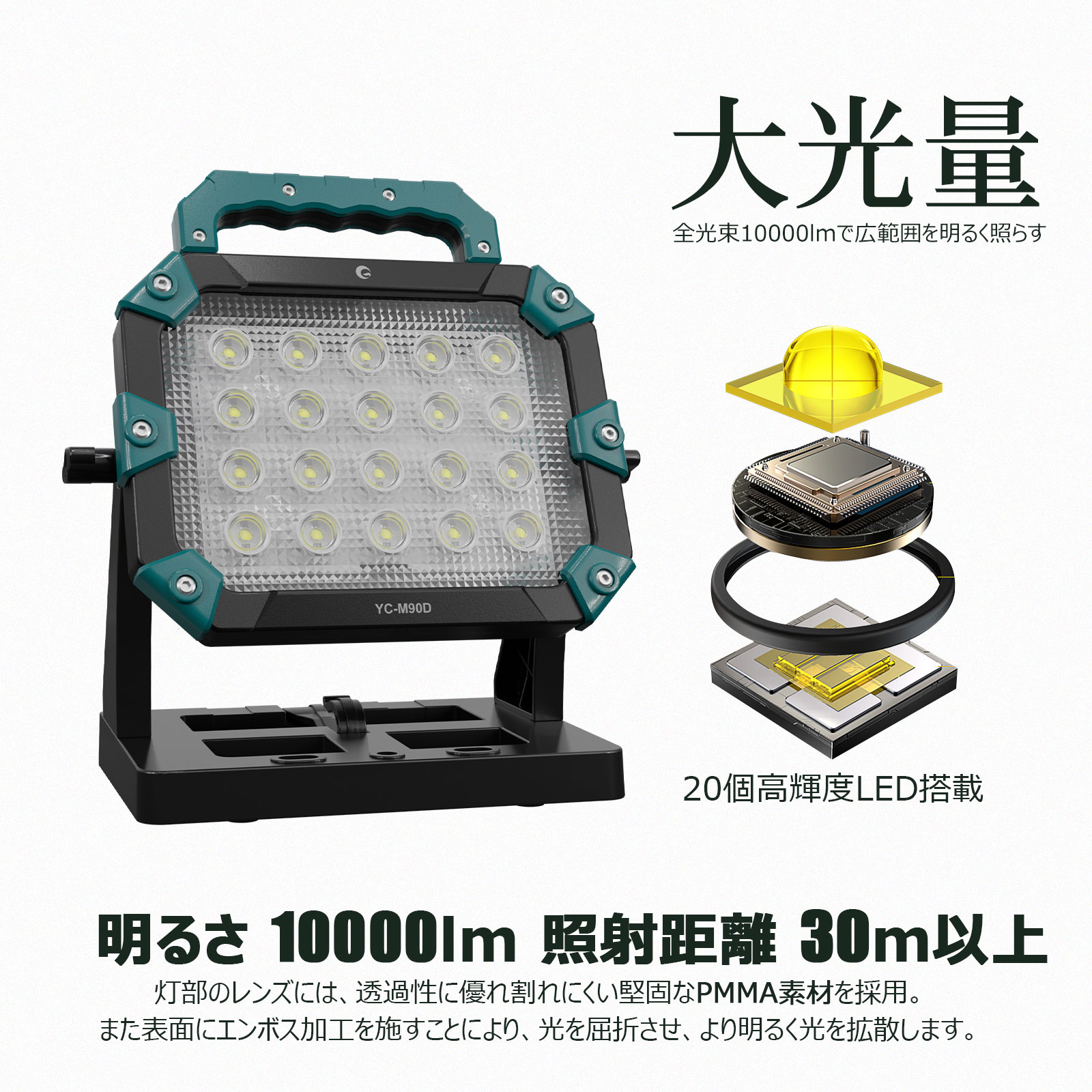 グッドグッズ(GOODGOODS) SET-2LM90D002A ライト2個と三脚SET 100W