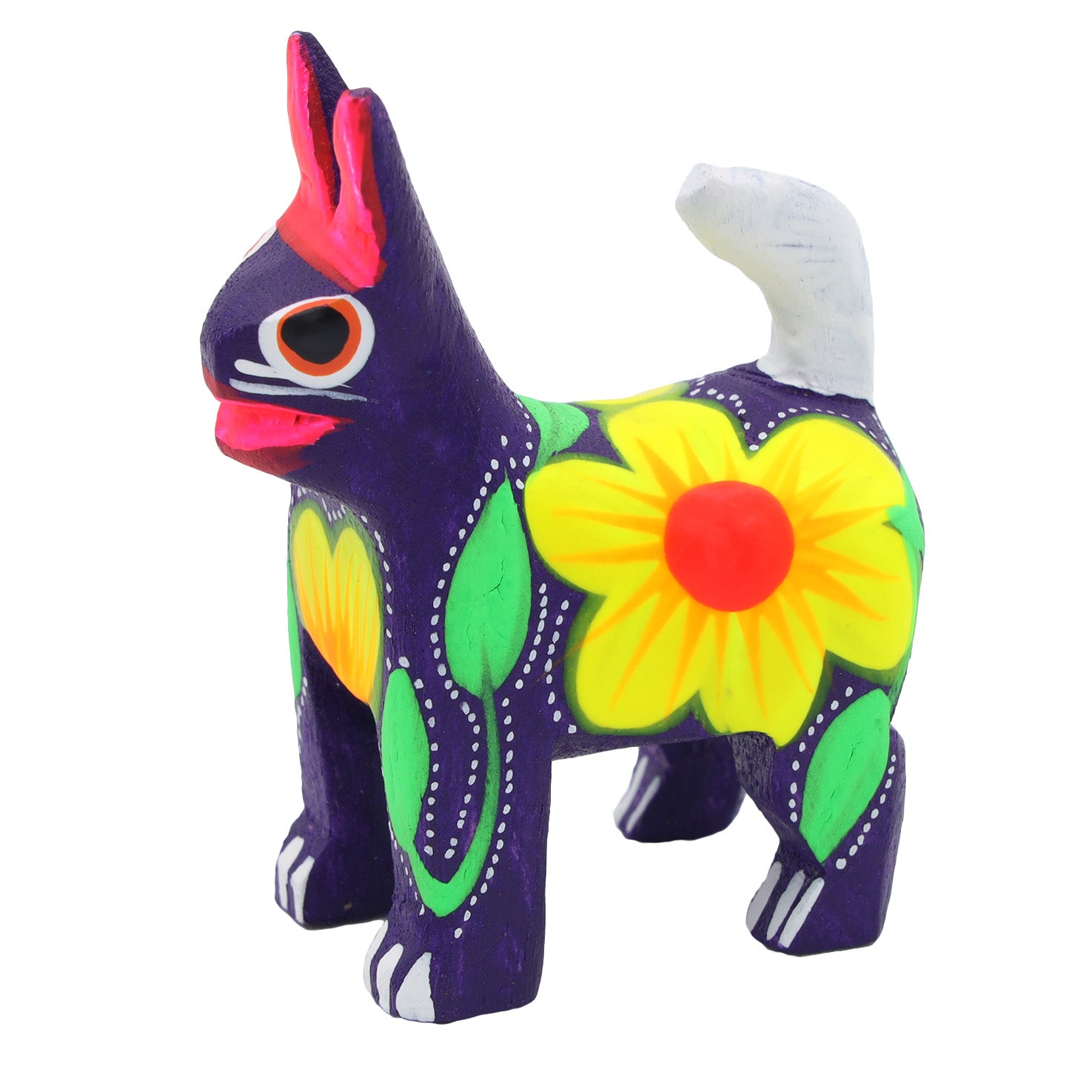Hand Painted Standing Cat Wooden Figurine | Lolo Mexican Mercadito