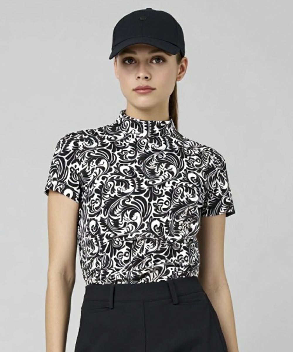 レディース モックネック半袖シャツ ミスルトゥブラック | LOUDMOUTH JAPAN