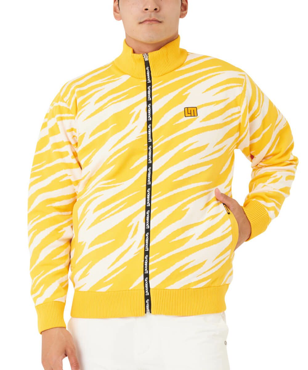 メンズ 裏蓄熱軽量ニットジャケット 千鳥柄 オレンジ | LOUDMOUTH JAPAN