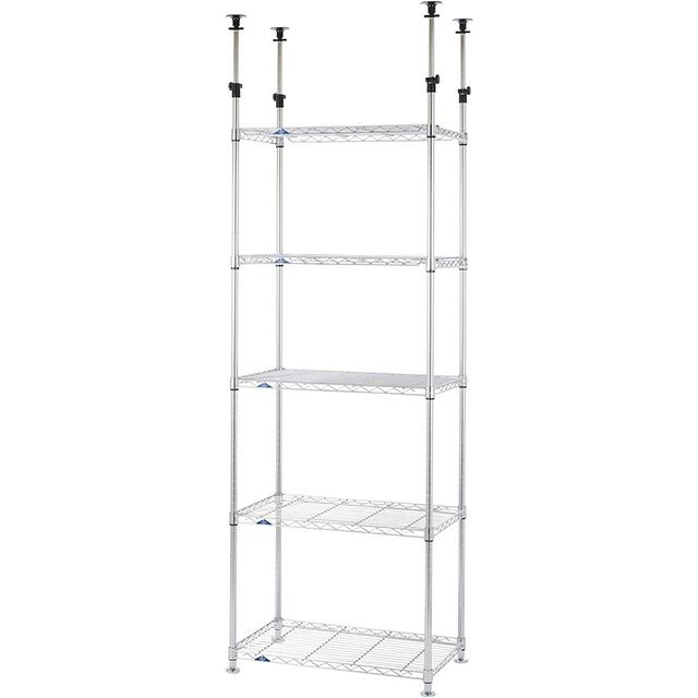 突っ張りラック 幅90cm 5段 ルミナススリム スチールラック テンション