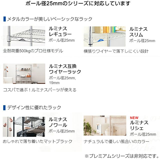 ポール分割ジョイントセット レギュラー ルミナス スチールラック