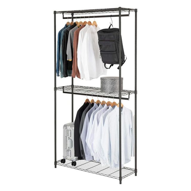 ハンガーラック 幅110cm 3段 ルミナスノワール 幅111×奥行41×高さ209cm