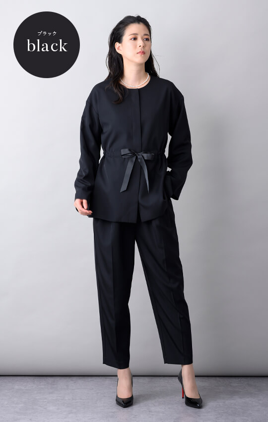 ノーカラーパンツスーツ ママスーツ レディース 入園式 入学式 卒園式