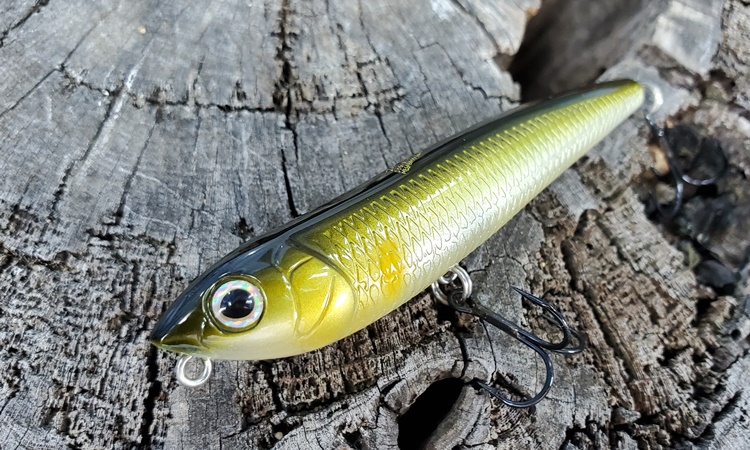 メガバス「DOG-X」。水面を滑るスケーティングアクションが動かしてる