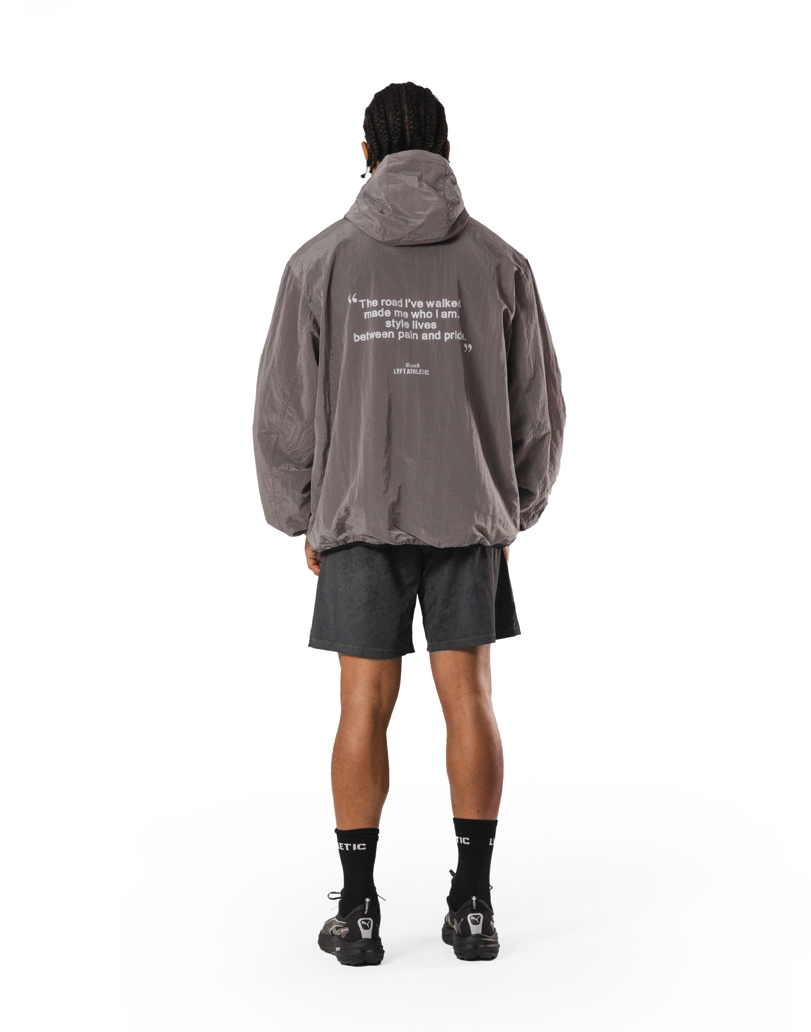 Stretch Nylon Wappen Hoodie Jacket - D.Grey – LÝFT