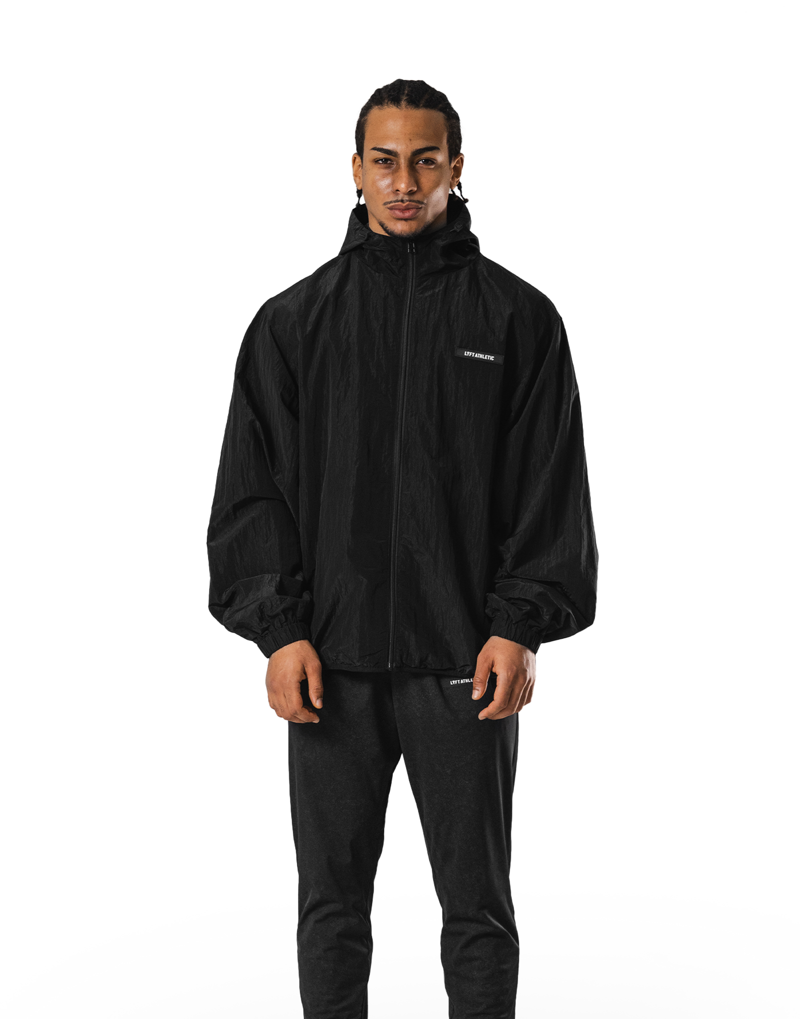 Stretch Nylon Wappen Hoodie Jacket - Black – LÝFT