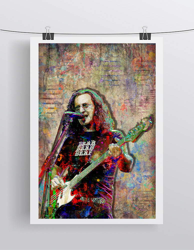 Geddy Lee Poster, Rush Portrait Gift, Geddy Lee Colorful Layered