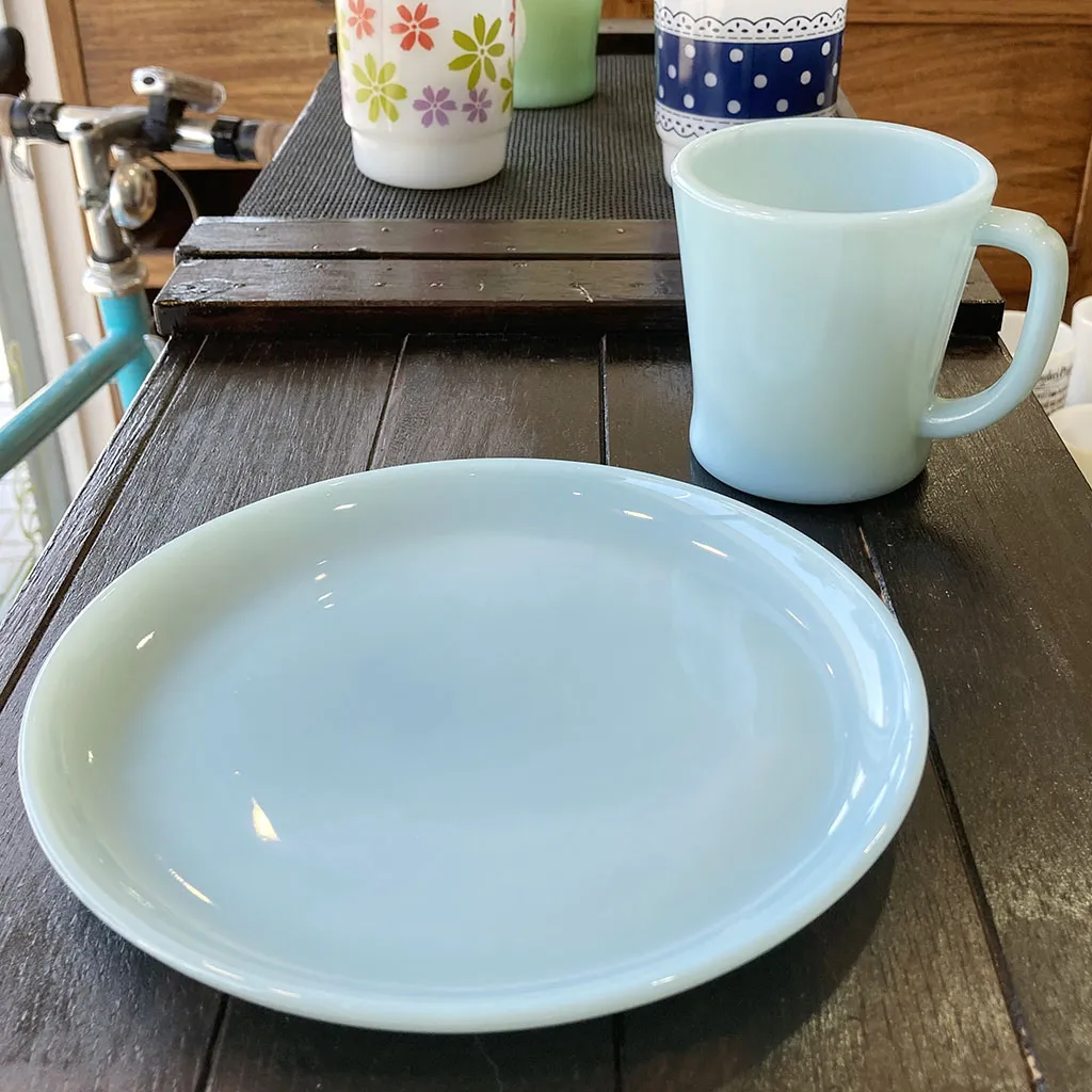 サラダプレート ターコイズブルーFire-king マメチコ通販