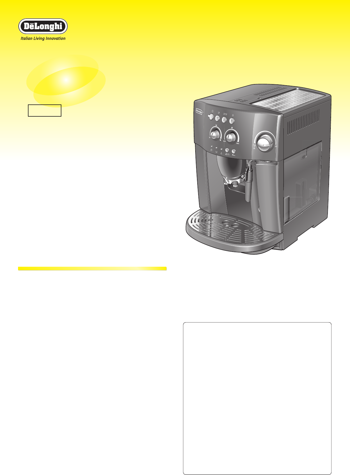 説明書 デロンギ EAM1000BJ コーヒーマシン