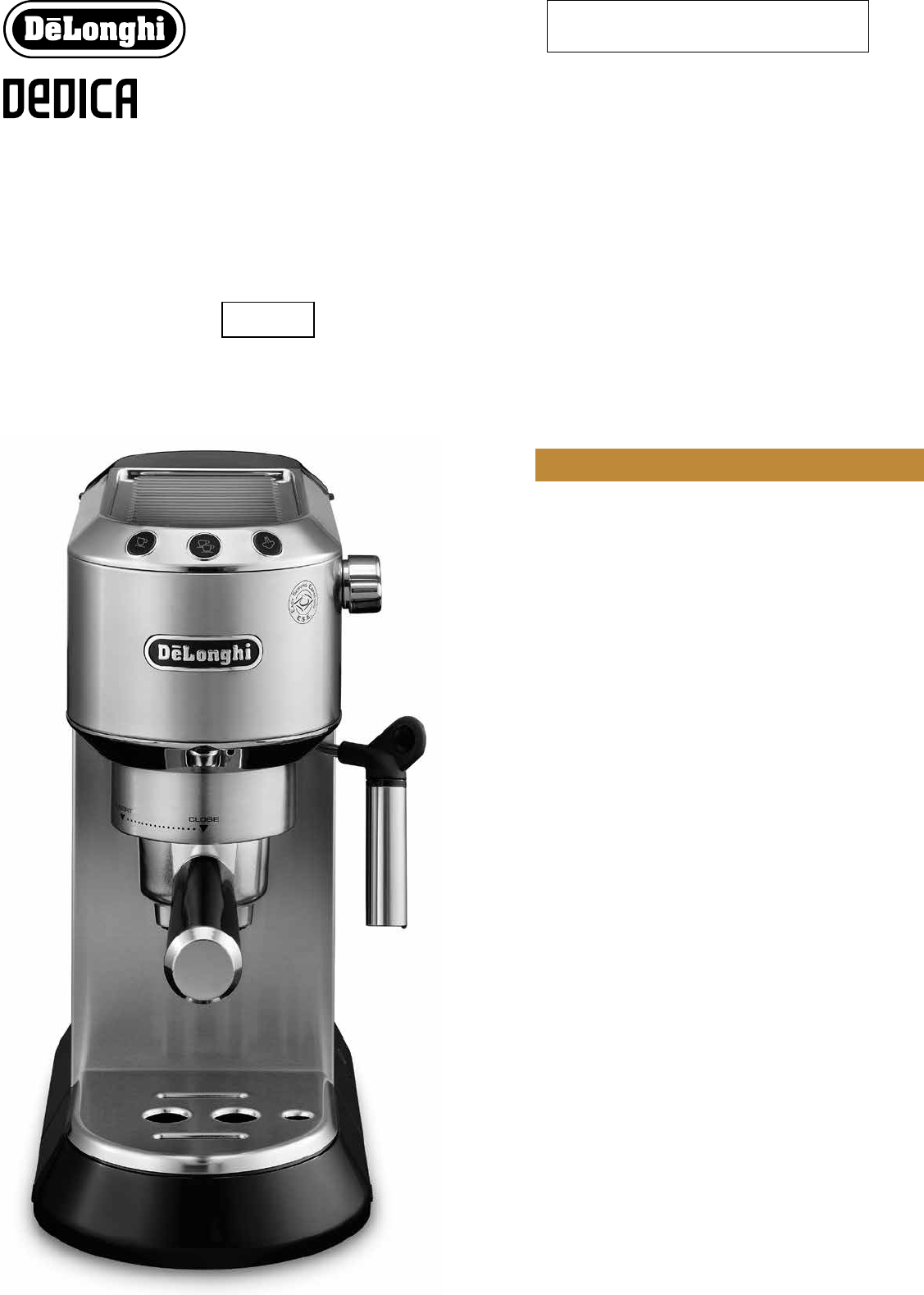 説明書 デロンギ EC680BK エスプレッソマシン