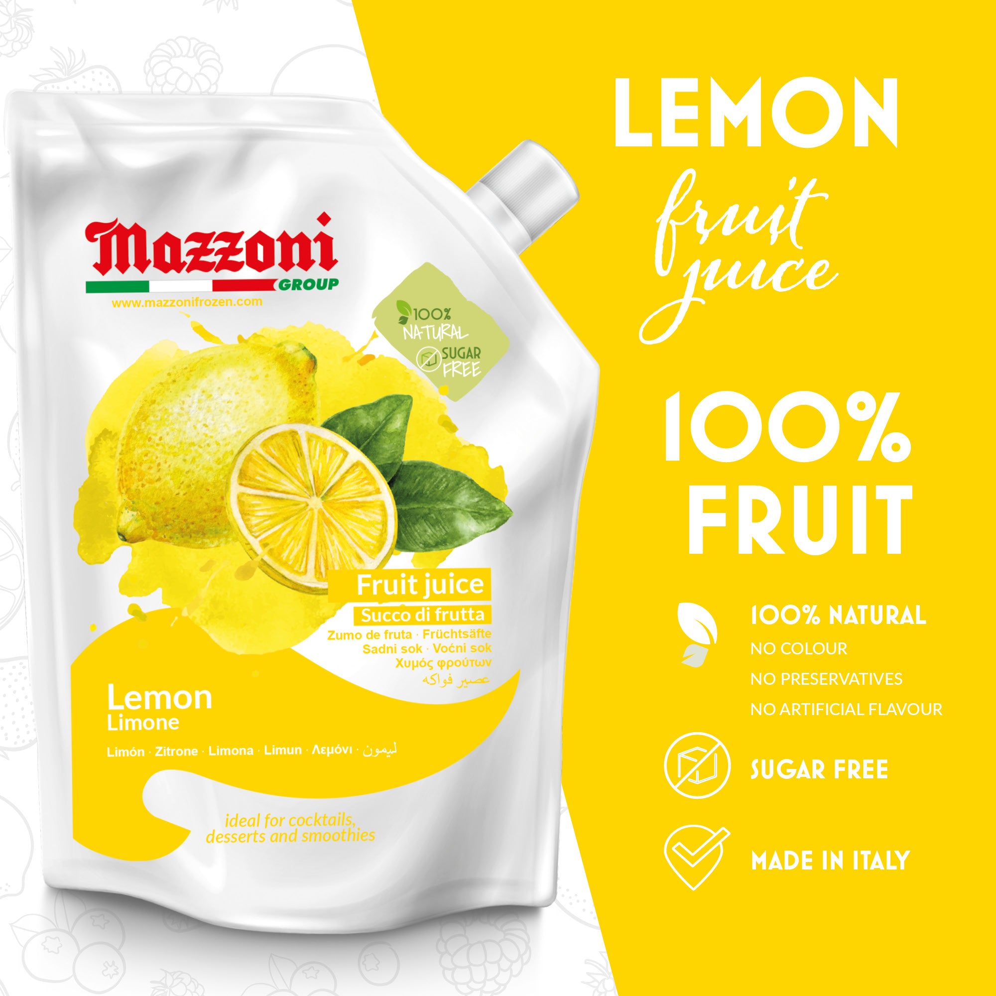 Mazzoni,Real Lemon Juice, 100% Pure Lemon, Just Juice, No Sugar