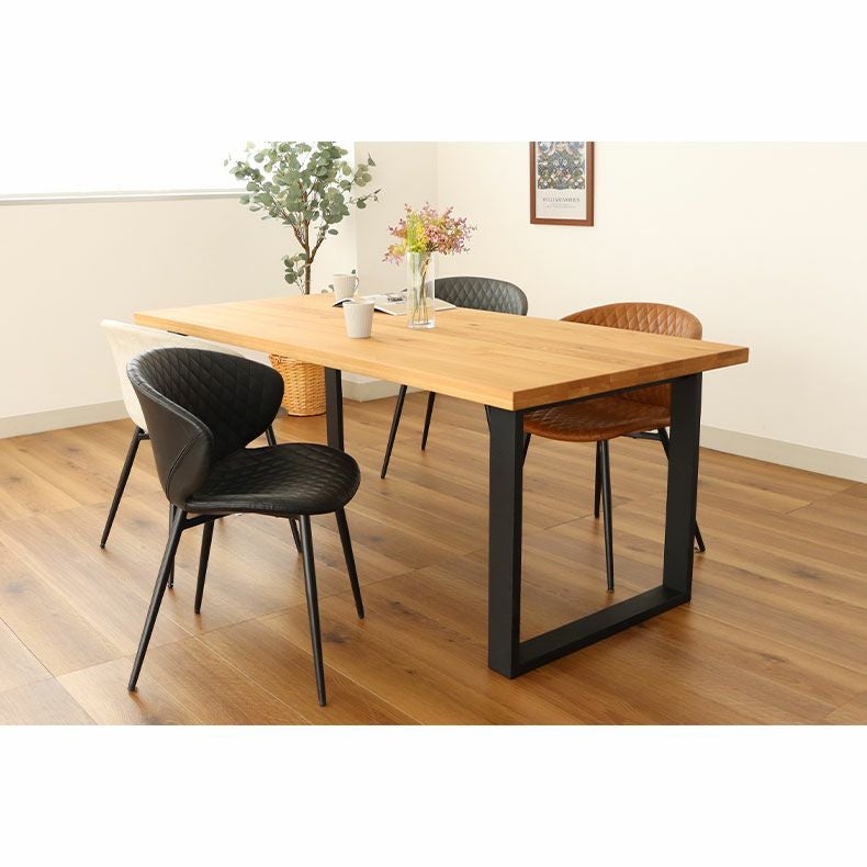 幅190cm ダイニングテーブル（ストレート天板ラバー脚） オーク ナイン3