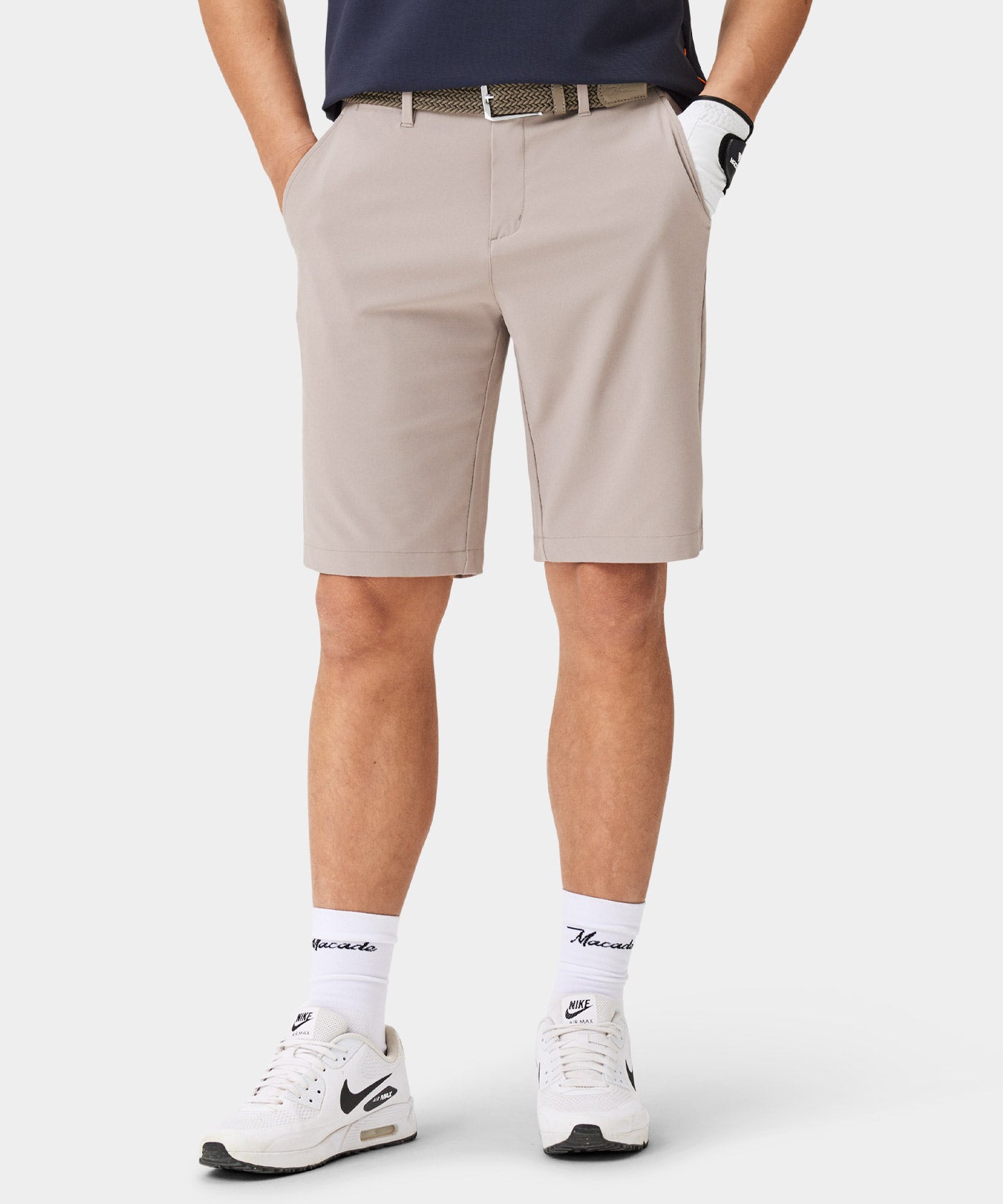 Men's Light Gray Four-Way Stretch Shorts - Macade Golf