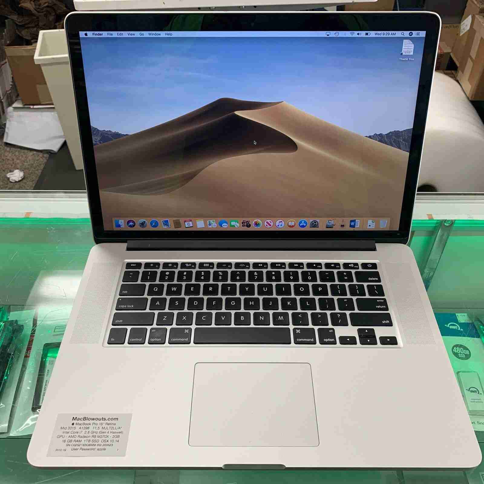 Apple Mid 2015 MacBook Pro 15″ 2.5Ghz GHz i7 16GB RAM 1TB SSD