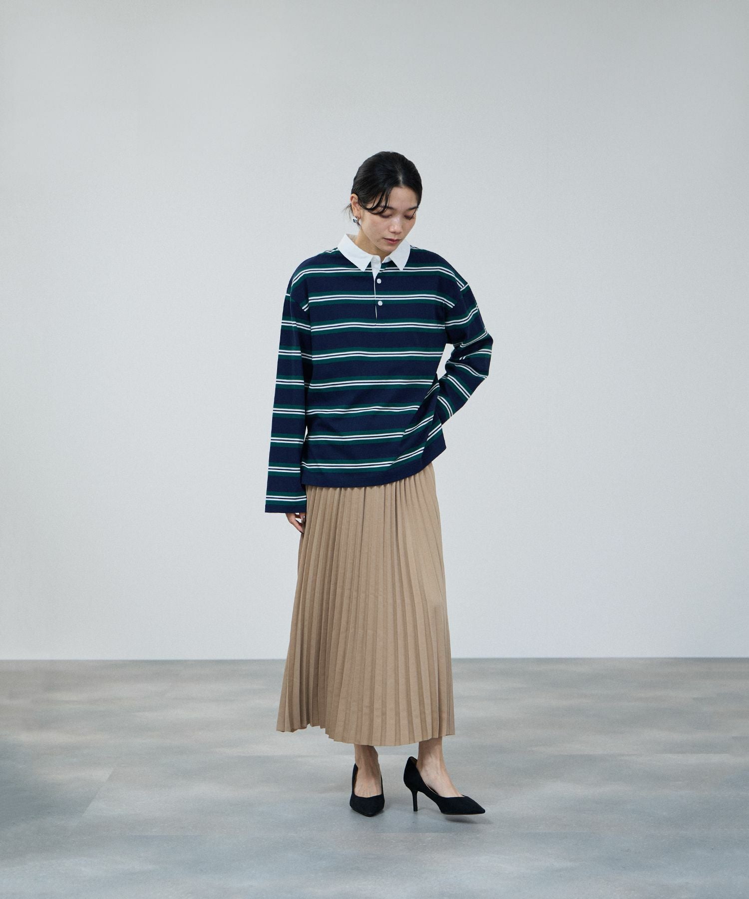 milli de l'air イレギュラーボーダーラガーシャツ レディース