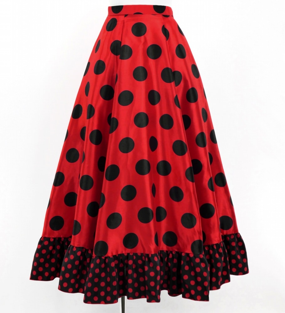 IBERIA.S.A フラメンコ HERMOSA⭐️フリル付き茶色水玉 花柄フレア