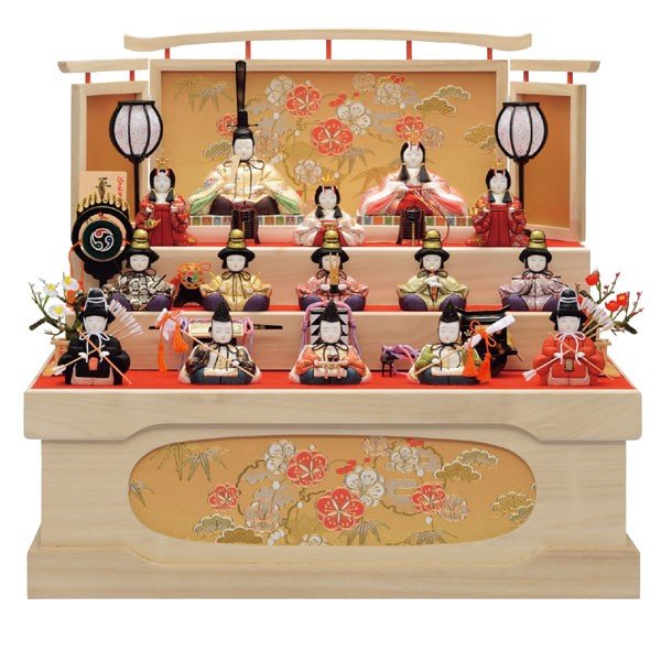 雛人形 収納飾り 木目込み 一秀作 コンパクト ひな人形 十五人飾り 15