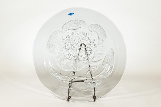 イッタラ オイバ・トイッカ ピオニ ガラスプレート 約25.5〜26㎝ 旧